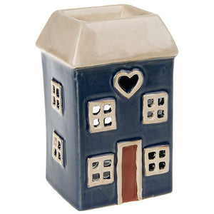 Navy Square Heart House | Village Pottery Tealight Wax Burner
