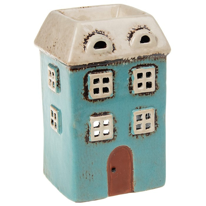 Teal Square House | Village Pottery Tealight Wax Burner