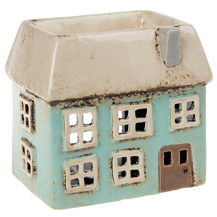 Aqua Oblong House | Village Pottery Tealight Wax Burner