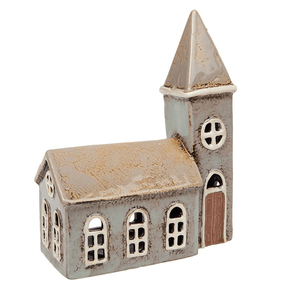 Chiesa grigia grande | Portacandele in ceramica del villaggio